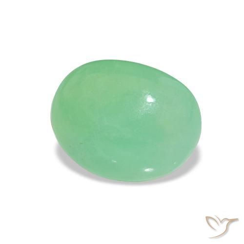 Crisoprásio verde claro natural 2,52ct, corte oval, translúcido