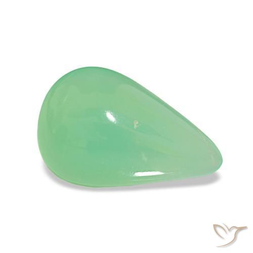 Crisoprásio Verde amarelado claro Natural 3.48ct, Formato de pêra, Translúcido