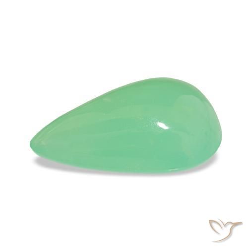 Crisoprásio Verde amarelado claro Natural 3.48ct, Formato de pêra, Translúcido