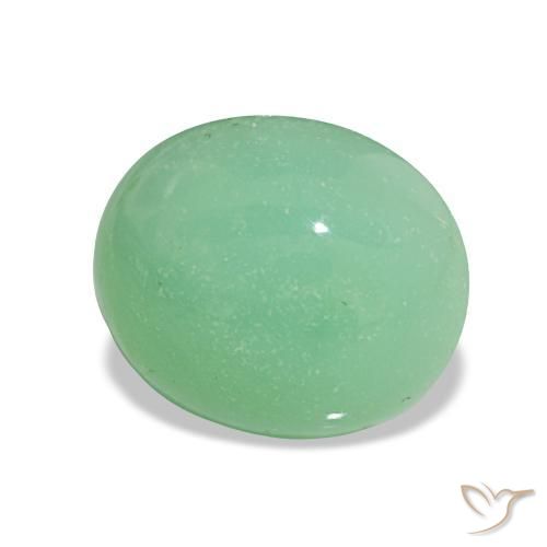 Crisoprásio verde médio natural 2,92ct, corte oval, opaco