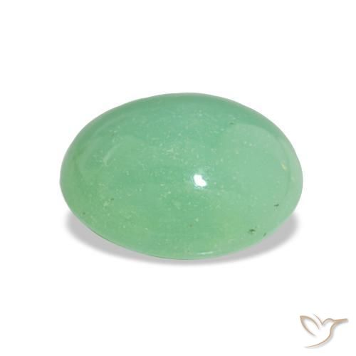 Crisoprásio verde médio natural 2,92ct, corte oval, opaco