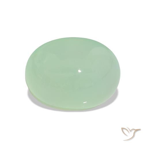 Crisoprásio Medium Light-Green Natural 3.07ct, Corte Oval, Translúcido