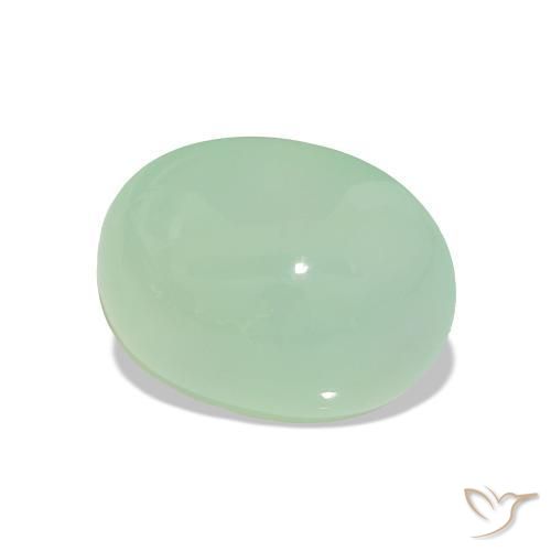 Crisoprásio Medium Light-Green Natural 3.07ct, Corte Oval, Translúcido