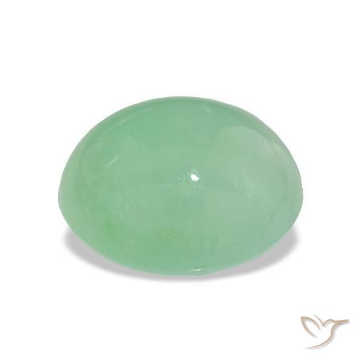 Crisoprásio Verde Sábio Claro Natural 6.64ct, Corte Oval, Translúcido