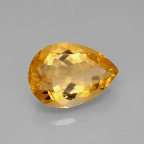 Citrino amarelo natural 5,09ct, formato de pêra, VVS