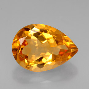 Citrino amarelo natural 5,08ct, formato de pêra, VVS