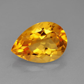 Citrino amarelo natural 4,91ct, formato de pêra, VVS-VS
