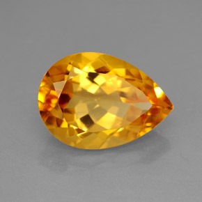 Citrino amarelo natural 4,91ct, formato de pêra, VVS-VS