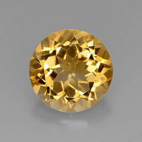 Citrino amarelo natural 7,05ct, corte redondo, VVS