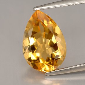 Citrino amarelo natural 3,75ct, formato de pêra, VVS-VS