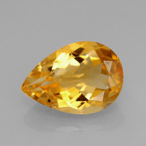 Citrino amarelo natural 3,90ct, formato de pêra, VVS