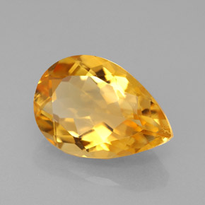 Citrino amarelo natural 3,90ct, formato de pêra, VVS