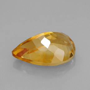 Citrino amarelo natural 3,90ct, formato de pêra, VVS