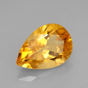 Citrino amarelo natural 3,40ct, formato de pêra, VVS