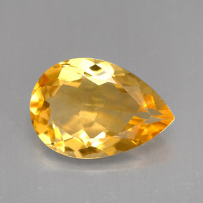 Citrino amarelo natural 3,37ct, formato de pêra, VVS-VS