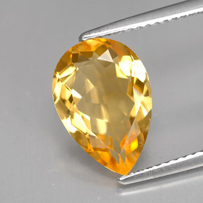 Citrino amarelo natural 3,37ct, formato de pêra, VVS-VS