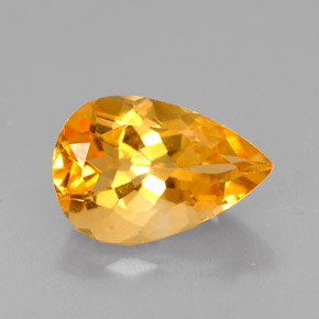 Citrino amarelo natural 3,42ct, formato de pêra, VVS