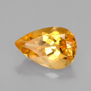 Citrino amarelo natural 3,42ct, formato de pêra, VVS