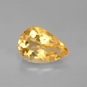 Citrino amarelo natural 2,74ct, formato de pêra, VVS