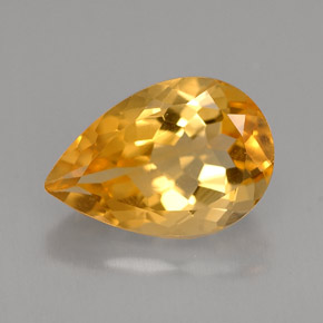 Citrino amarelo natural 2,90ct, formato de pêra, VVS