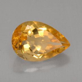 Citrino amarelo natural 2,90ct, formato de pêra, VVS