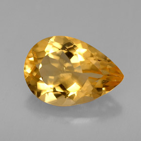 Citrino amarelo natural 3,71ct, formato de pêra, VVS-VS