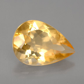 Citrino amarelo natural 3,40ct, formato de pêra, VVS