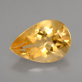 Citrino amarelo natural 3,24ct, formato de pêra, VVS