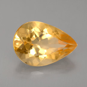 Citrino amarelo natural 3,24ct, formato de pêra, VVS