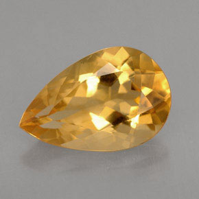 Citrino amarelo natural 2,52ct, formato de pêra, VS