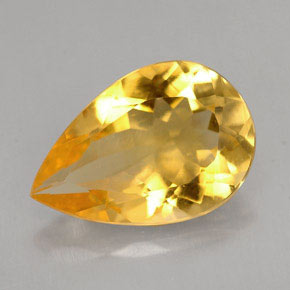 Citrino amarelo natural 2,31ct, formato de pêra, VVS