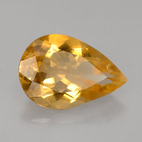 Citrino amarelo natural 2,53ct, formato de pêra, VVS