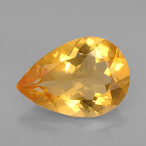 Citrino amarelo natural 3,05ct, formato de pêra, VVS
