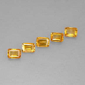 Pedras preciosas de citrino amarelo natural de 4,64 ct, corte esmeralda, VVS-VS