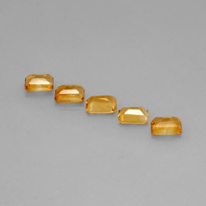 Pedras preciosas de citrino amarelo natural de 4,64 ct, corte esmeralda, VVS-VS