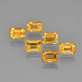 Pedras preciosas de citrino amarelo natural de 6,92 ct, corte esmeralda, VVS-VS