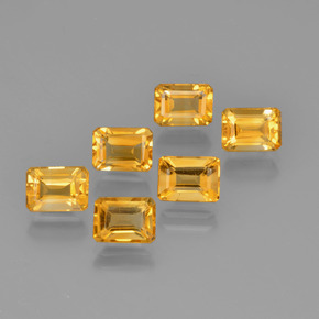 Pedras preciosas de citrino amarelo natural de 6,92 ct, corte esmeralda, VVS-VS
