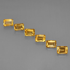 Pedras preciosas de citrino amarelo natural de 6,86 ct, corte esmeralda, VVS-VS