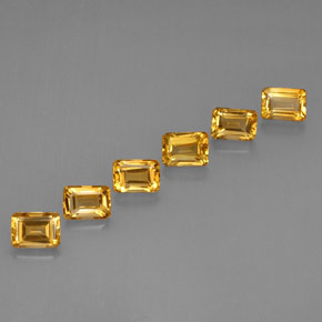 Pedras preciosas de citrino amarelo natural de 6,86 ct, corte esmeralda, VVS-VS