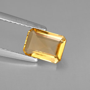 Citrino amarelo natural 0,87ct, corte esmeralda, VVS
