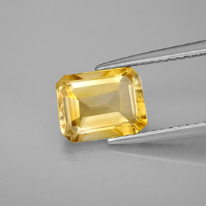 Citrino amarelo natural 1,99ct, corte esmeralda, VVS-VS