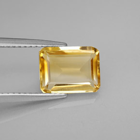 Citrino amarelo natural 1,97ct, corte esmeralda, VVS