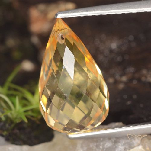 5.07ct Natural Medium Orange  Citrino, Briolette, VVS-VS