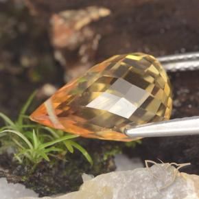 Citrino Medium Orange  Natural 5.07ct, Briolette, VVS-VS