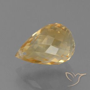 Citrino Light Orange-Gold  Natural 4.40ct, Briolette, VVS-VS