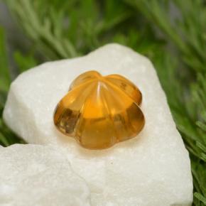 Citrino laranja natural 1,29ct, corte flor, transparente