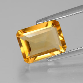 Citrino amarelo natural 2,03ct, corte esmeralda, VVS