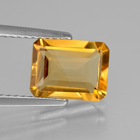 Citrino amarelo natural 2,03ct, corte esmeralda, VVS