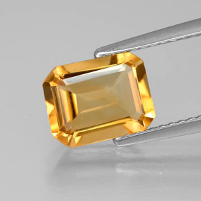 Citrino amarelo natural 1,80ct, corte esmeralda, VVS