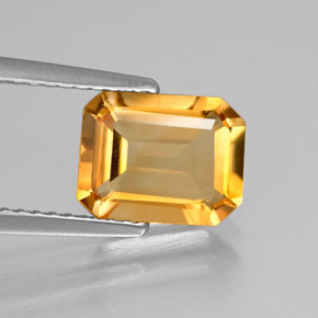Citrino amarelo natural 1,80ct, corte esmeralda, VVS
